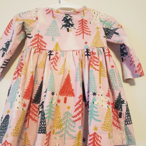 Hanna Anderson twinkly trees on blush pink celebration skater dress 6-12 months - Picture 4 of 4